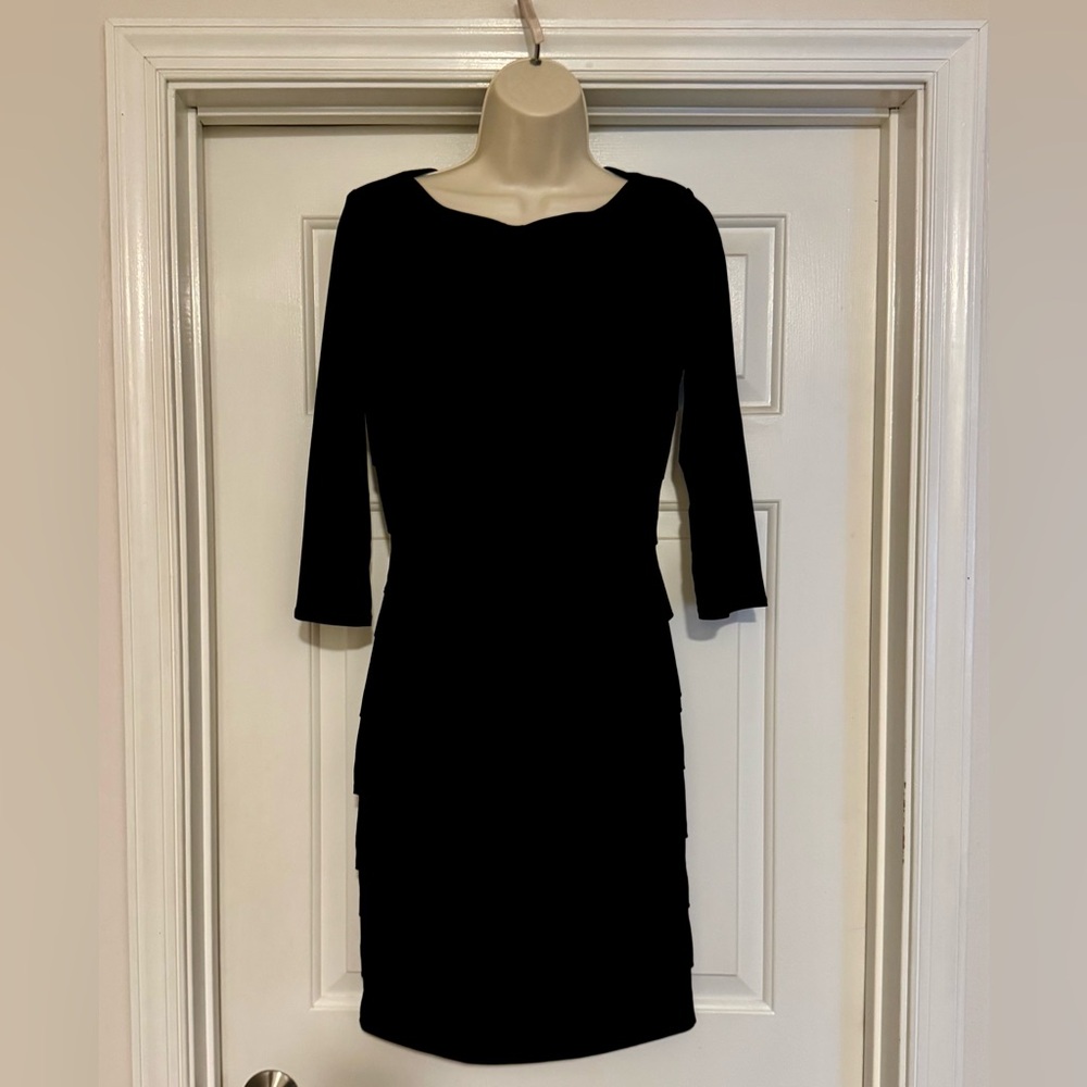 White House Black Market Black 3/4 Sleeve Instantly Slimming Dress